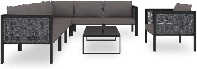 Patio Lounge Set with Cushions,Outdoor Furniture,Outdoor Furniture Sets,Patio Conversation Sets,for Garden,Deck,Backyard,8 Piece Poly Rattan Anthracite