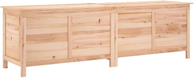 Large Natural Solid Fir Wood Outdoor Storage Box Garden Deck Box Rustic Brown Rectangular for Patio Garden and Poolside Organization