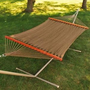 The Hamptons Collection 82" x 55" Tight Weave Golden Brown Soft Polyester Rope Caribbean Double Hammock
