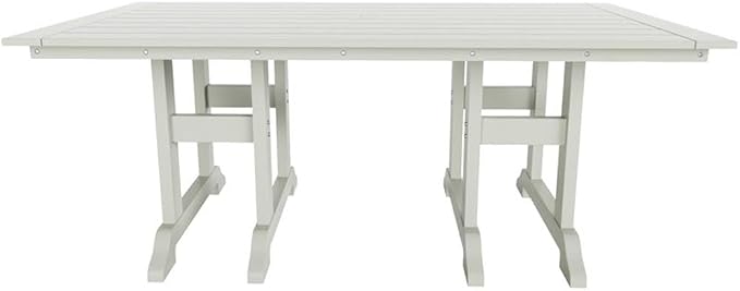 Costaelm Rectangle Outdoor Dining Tables, 71'' Patio Table with Umbrella Hole for 6 Person, Balcony Outdoor Buffet Table, Porch Tables for Outside Lawn Porch Bistro Furniture, Sand
