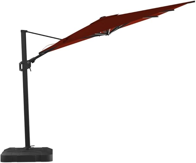 Midtown Umbrellas 9x9 Ft Outdoor Cantilever Patio Umbrella w/Sunbrella Canvas Natural Fabric - Tilt 360° Rotate Offset Patio Umbrella, Deck Patio Umbrella, Backyard Umbrella & Garden Umbrella - Black Frame