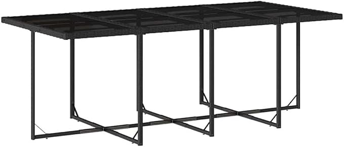 Afuera Living 13-Piece Poly Rattan Garden Dining Set, Black/Cream White Finish, UV-Resistant, Powder-Coated Steel Frame, Tempered Glass Table, Cushioned Seating for 12, Modern Patio Furniture for