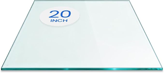Dulles Glass 20" Square Glass Table Top, 1/4" Thick Clear Tempered Replacement Glass, Flat Polished Edge & Eased Corners for Coffee, Dining, Patio Tables & Furniture Protection
