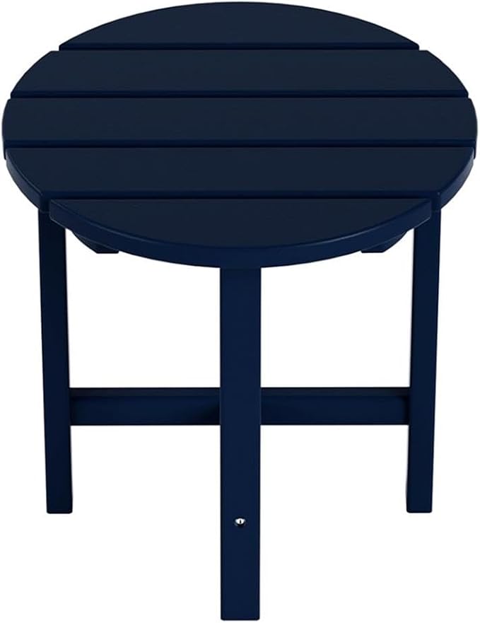 Costaelm Round Outdoor Side Tables, Adirondack Patio Tables for Outside, HDPE Patio End Table Weather Resistant, Balcony Table for Pool, Seaside, Backyard, Porch, Indoor Companion, Navy Blue