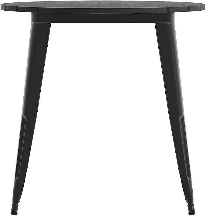 Flash Furniture Declan Commercial Outdoor Dining Table, All Weather Poly Resin Top with Steel Base, 30" Round, Black/Black