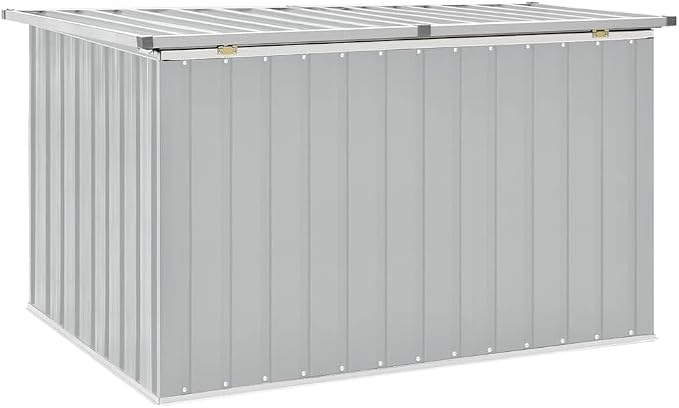 58.7" Metal Garden Storage Box, Large Outdoor Deck Box for Patio and Backyard, Weather-Resistant Galvanized Steel Storage Container for Tools and Cushions, Grey