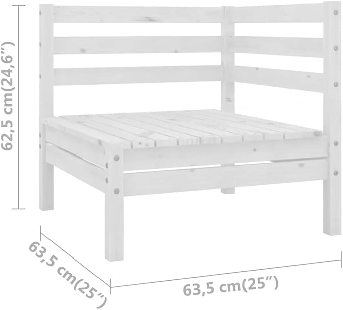 Patio Corner Sofas,Wooden Sofa,Patio Lounge Set,Outdoor Furniture,Patio Conversation Sets,for Garden,Deck,Backyard,2 pcs White Solid Pinewood