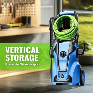 Professional 5000PSI Pressure Washer, Power Washer with Foam Cannon,4 Nozzles,33FT Hose and Soap Bottle, Car/Driveway/Patio Clean,Blue