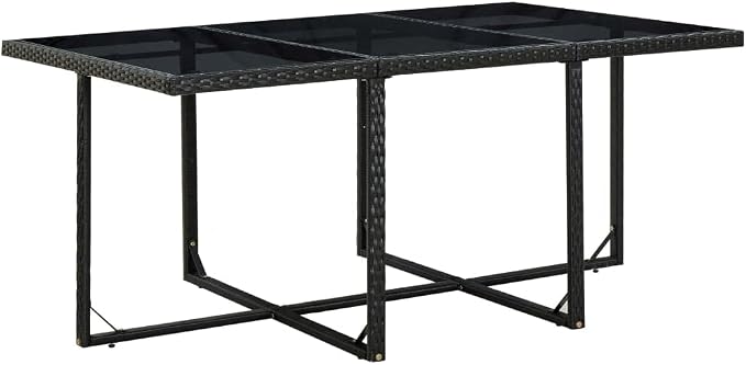 11 Piece Patio Dining Set with Cushions, Black Poly Rattan Outdoor Furniture Set with 1 Table, 6 Chairs, 4 Stools, 16 Cushions, Powder-Coated Steel Frame, Glass Top