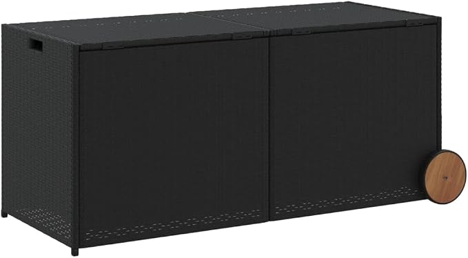 Outdoor Storage Box Poly Rattan Garden Deck Chest with Zipped Liner and Gas Lift Mechanism for Patio Furniture Cushions and Pillows Large Wicker Trunk in Various (127 x 55 x 56/59.5 cm)