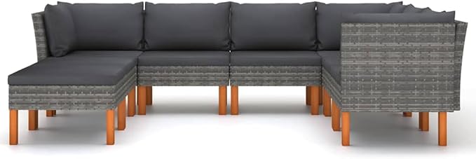 8 Piece Garden Lounge Set,Garden Patio Wicker Furniture Set,All-Weather Outdoor Couch Sectional Patio Set,Modular Sofa set,Patio Conversation Set Garden Patio Sofa Set,with Cushions Poly Rattan Gray