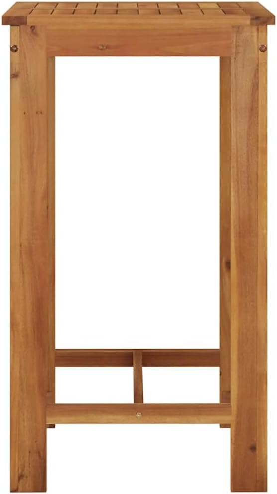 Solid Acacia Wood Garden Bar Table, Natural Brown Outdoor Bar Table for Four Guests, Oiled Finish for Moisture Protection