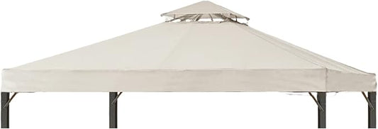 Gazebo Replacement Top 10x10 FT, Gazebo Canopy Replacement Cover for 2 Tier Outdoor Patio Garden Tent Frames,Canopy Cover with Air Vent, Beige