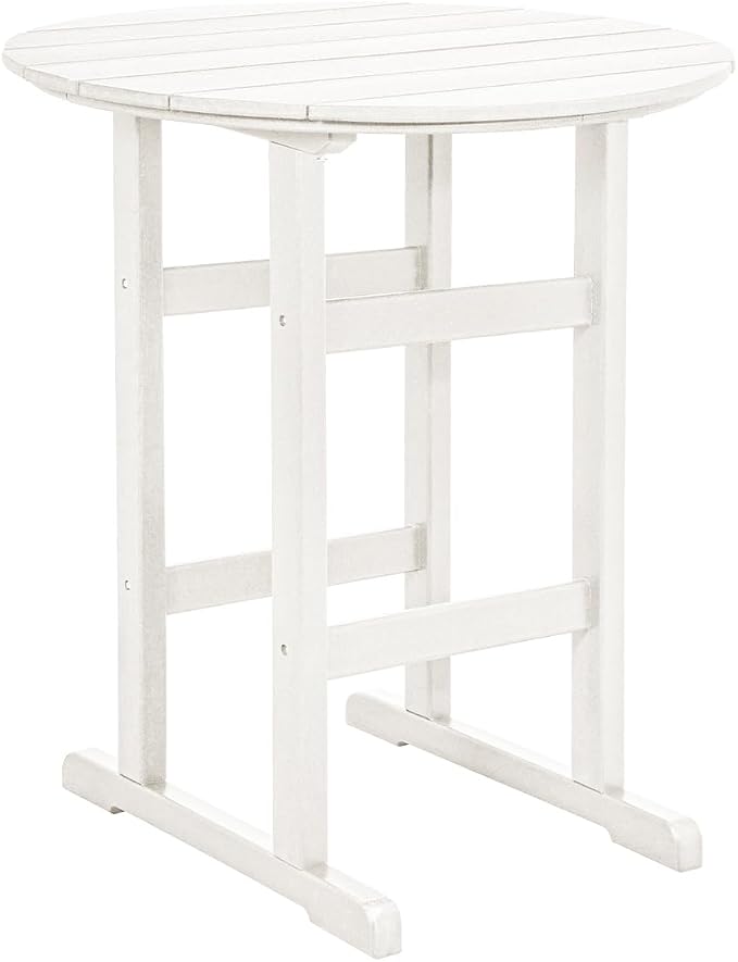 Sundale Outdoor Adirondack Round Bar Table, 39 Inch Height Patio Large Pub Table for 4, All Weather HDPE High Top Bistro Counter Tabl for Outside Deck Porch Balcony Poolside (White)