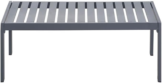Afuera Living Modern Outdoor Coffee Table, 40 x 23 x 15.75 Inches, Gray Gunmetal Finish, Weather-Resistant Slatted Top, Durable Metal Frame, Contemporary Design for Patio or Backyard Spaces