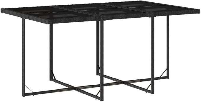 7-Piece Patio Dining Set with Cushions Black PE Rattan Outdoor Furniture Set for Garden Backyard Balcony Porch