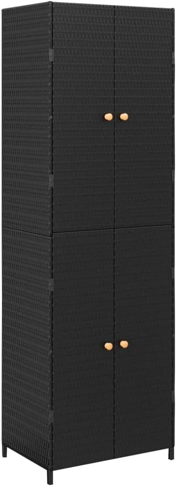 Garden Storage Cabinet Outside Deck Storage Box Outdoor Patio Storage Backyard Storage Box Furniture Storage Box Black 23.2"x15.7"x70.9" Poly Rattan