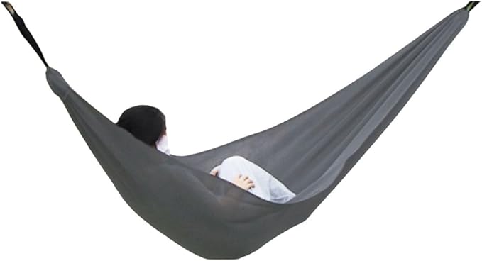 Polyester Hammock Mesh Breathable Outdoor Travel Lightweight Portable Tree Hanging Multi-Purpose Hammock(Grey)