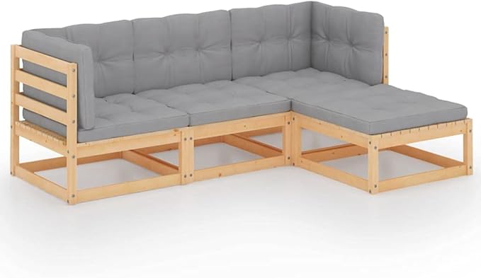 4 Piece Garden Lounge Set,Patio Furniture Sets,All-Weather Outdoor Couch Sectional Patio Set,Modular Sofa Set,Patio Conversation Set Garden Patio Sofa Set,with Cushions Solid Pinewood