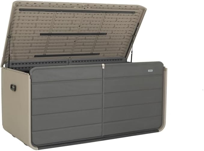 160 Gallon Waterproof Outdoor Deck Box Storage Chest in Dark Gray, Large Capacity Patio Storage for Garden Tools, Cushions, and More (200 Gallon (Gray) - Plastic)