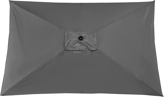 Rectangular Umbrella Canopy Replacement 6 Ribs, Fade Resistant Replacement Umbrella Canopy, Heavy Duty Polyester Fabric Outdoor Shade Canopy Cover for Market Table Cantilever Parasol Top Cover(Grey)