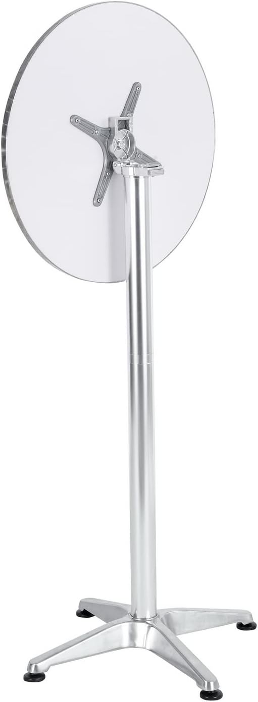 BTEXPERT Set of 10, Aluminum Indoor Outdoor 23.75" Round Restaurant Bar Height 45" Table, Patio Stainless Steel Silver Furniture 25.75" Base, Flip Top