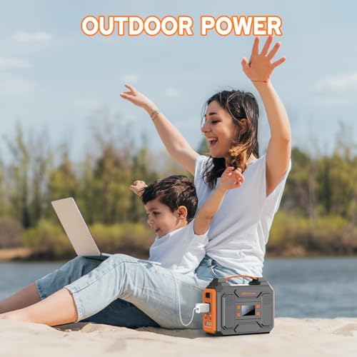Portable Power Station with Foldable 40W Solar Panel, 300W Solar Powered Generator with Panels,110V AC Outlet Camping Solar Power Bank Generators Battery Pack for Laptop Home RV Outdoor Power Outage