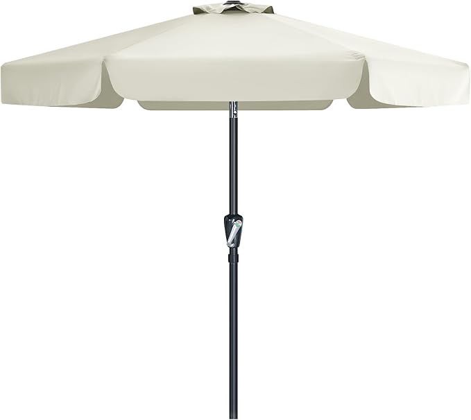MASTERCANOPY 7.5ft Patio Umbrella with Valance, Crank and Tilt – 6 Ribs Outdoor Market Umbrella, UV/Fade Resistant, Waterproof Canopy with Wind Vent for Garden, Deck, Backyard, Pool (ight Beige)