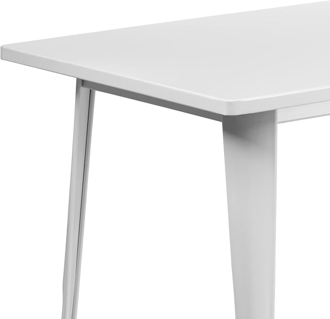 Flash Furniture Charis Commercial Grade 31.5" x 63" Rectangular White Metal Indoor-Outdoor Table