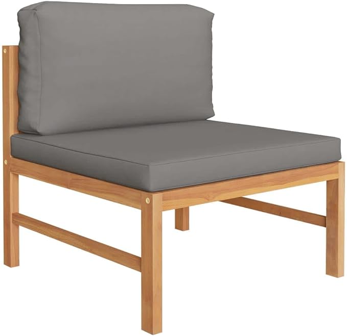 3-Seater Patio Sofa with Gray Cushions,Patio Lounge Set,Patio Furniture Sets,Patio Conversation Sets,Outdoor Furniture Sets,for Garden,Backyard,Outdoor,Solid Teak Wood