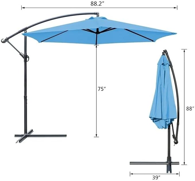 Greesum 9FT Patio Umbrella, Outdoor Table Umbrella with Push Button Tilt, Crank and 8 Sturdy Ribs for Garden, Lawn, Backyard & Pool