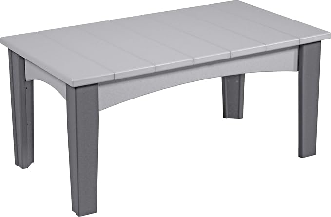 LuxCraft Island Coffee Table – HDPE Poly Lumber Outdoor Patio Table, Weather-Resistant Coastal Style, Low-Maintenance Durable Design (Dove Gray & Slate)