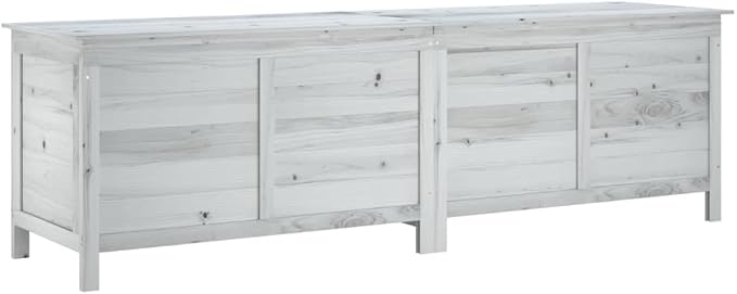 White Outdoor Storage Box 198.5x50x56.5cm Solid Fir Wood Garden Deck Box for Patio Furniture Cushions Pool Toys Backyard Organization