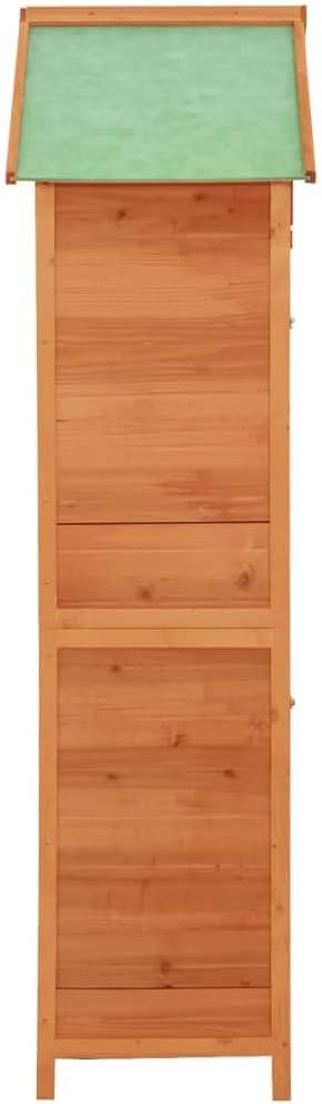 Wooden Storage Cabinet Outdoor Patio Furniture Brown 16.7"x25.2"x74.8" with Polyester Roof & Shelves for Tool and Toy Organization, Deck Poolside Garden Storage Solution