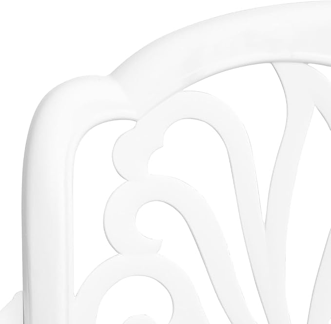 5 Piece Patio Dining Set White Cast Aluminum Outdoor Garden Table with Umbrella Hole 4 Chairs Backyard Furniture for Porch Lawn Relaxing Dining Durable Weather Resistant Comfortable Seating