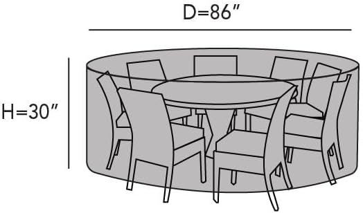 Covermates Round Dining Table/Chair Set Cover - Water-Resistant Polyester, Mesh Ventilation, Patio Table Covers, 86DIAMETER x 30H, Khaki