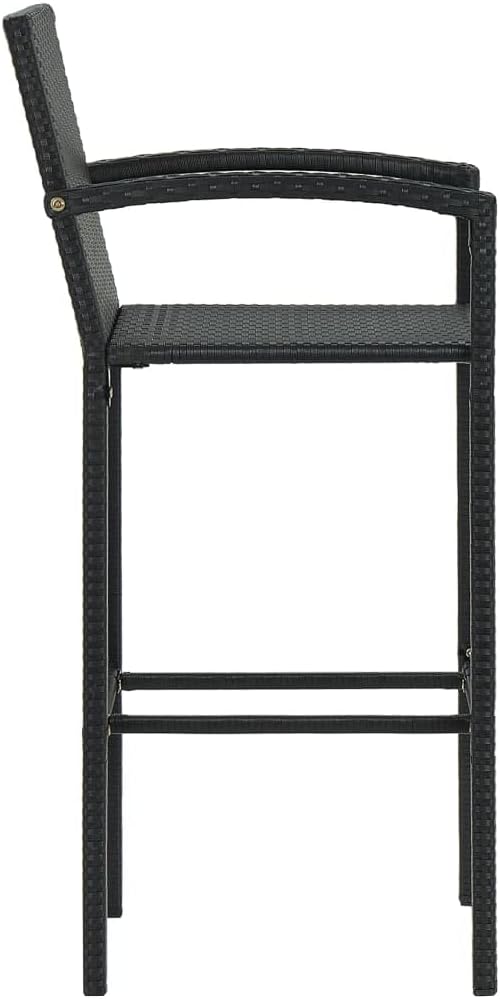 5 Piece Patio Bar Set, Porch Furniture Set Garden Lounge Set Patio Conversation Set Outdoor Dining Sets for Garden Poolside Piazza Negotiation Area with Armrest Poly Rattan Black