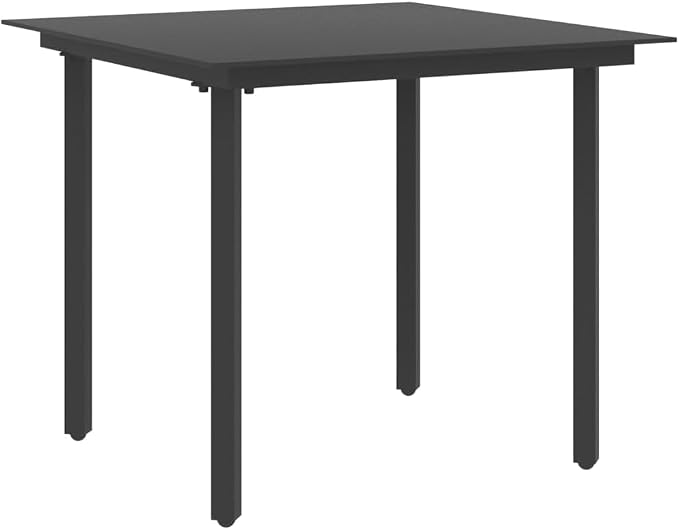 3 Piece Patio Dining Set PVC Rattan Black Outdoor Furniture Set with Glass Tabletop and Lightweight Chairs for Garden, Terrace, Balcony