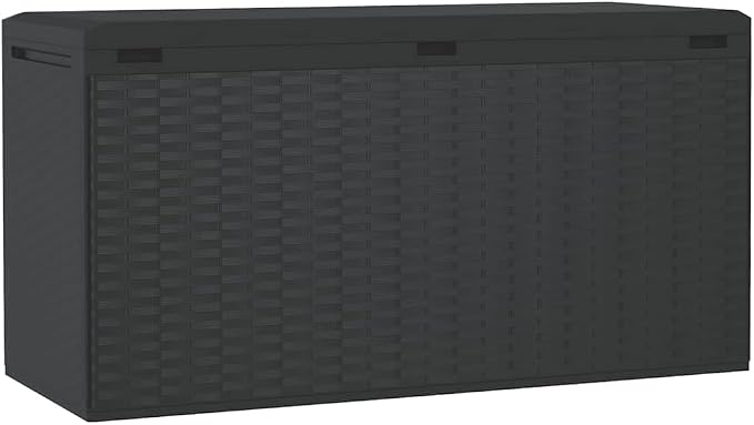 Anthracite Outdoor Storage Box 44.9x18.5x23.6 in Polypropylene Deck Box with Lock, 290 L Patio Cushion Container for Garden, Balcony, Garage
