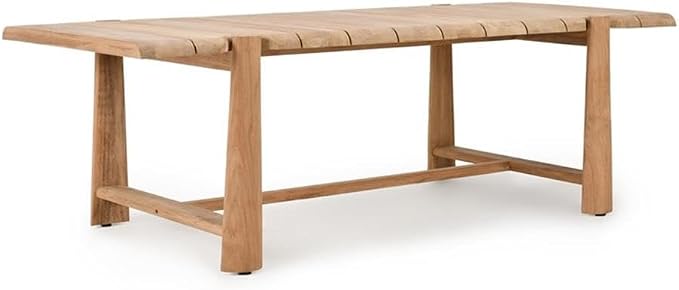 Classic Home Aston 94" Teak Wood Outdoor Dining Table in Natural Tone