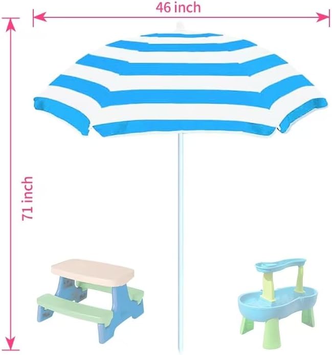Water Table Umbrella,Kids Beach Umbrella & Picnic Table Shade,Ideal for Sand Play,Camping,Beach Trips,and Garden Fun.Lightweight Yet Durable