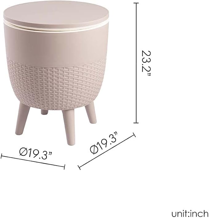 Lagoon Cancún Outdoor Cooler Bar/Cocktail/Coffee 3-in-1 Patio Table (Gold)