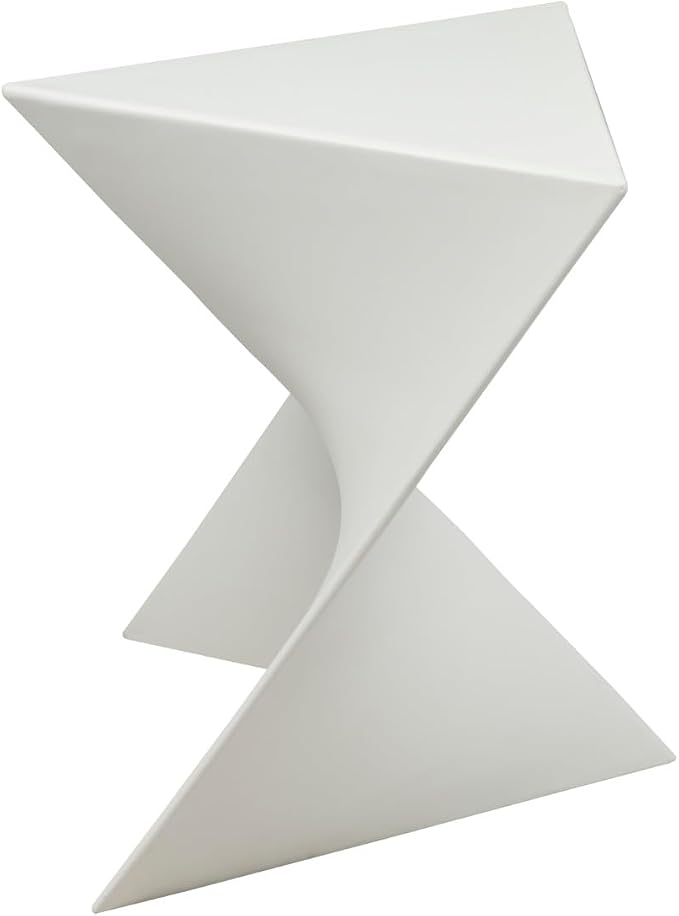 LeisureMod 15.75" Triangular Side Table, Stackable Plastic Accent End Table for Indoor & Outdoor Use, Weather-Resistant Modern Patio & Living Room Table, Set of 2, White