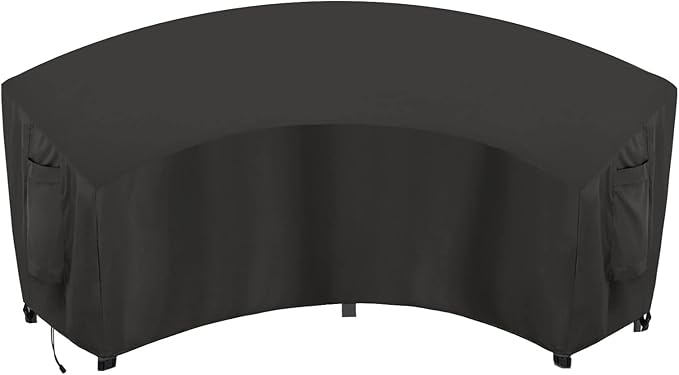 OutdoorLines Waterproof Curved Outdoor Sectional Cover - UV Resistant Windproof Patio Sectional Sofa Covers for Deck, Lawn and Backyard, Heavy Duty Furniture Covers (120Lx36Dx38Hx82FL, Black)