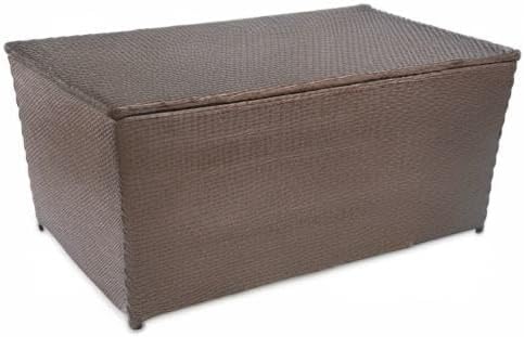 Patio Storage Box Deck Storage Box Outdoor Storage Box Indoor Wicker Storage Bin for Patio Furniture Cushions, Pillows, Garden Tools, Poly Rattan Brown, 47.2"x19.7"x23.6" -AA