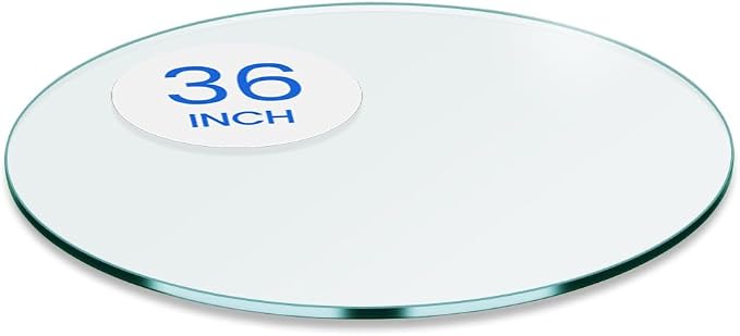 Dulles Glass 36 inch Round Glass Table Top - Tempered - 1/4" Thick Glass Surface, Safe Flat Polished, Multipurpose for Dining Table, Patio, Coffee and End Table