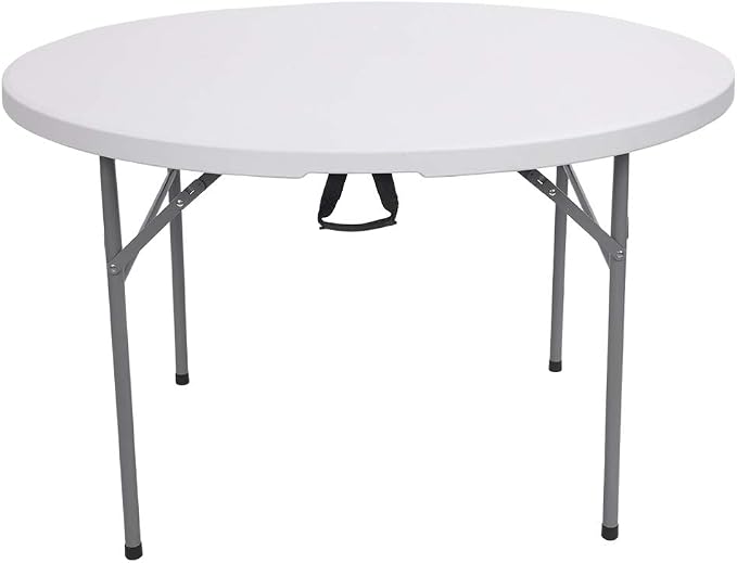 48" Round Folding Commercial Table, 4 Feet Portable Plastic Dining Card Table for Kitchen or Outdoor Party Wedding Event