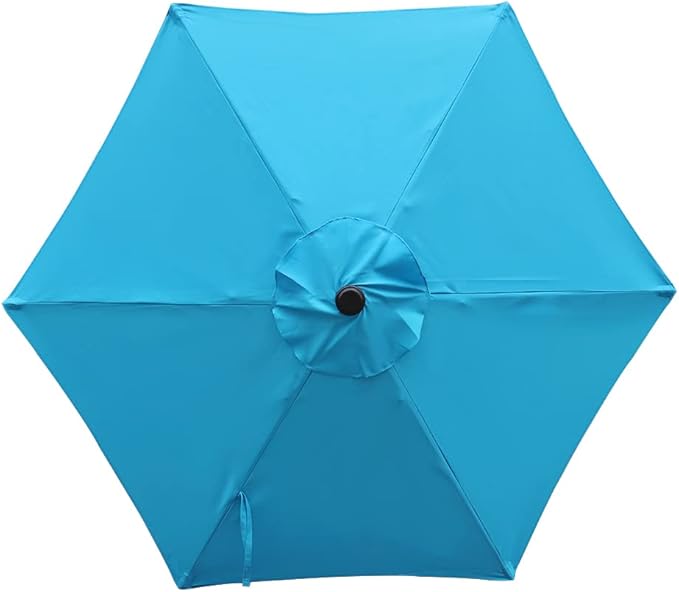 7.5 Feet Outdoor Umbrella with Crank Weather Resistant Umbrella Durable 6 Sturdy Steel Ribs Market Outdoor Table Umbrella Aqua