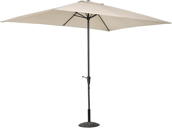 TITA-DONG Rectangular Umbrella Canopy Replacement 6 Ribs, Fade Replacement Umbrella Canopy, Heavy Duty Polyester Fabric Outdoor Shade Canopy Cover for Market Table Cantilever Parasol Top Cover(Milky
