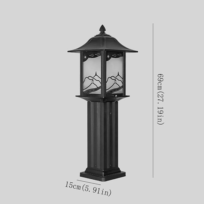 ANALYST Outdoor Waterproof Lawn Lights Glass Shade External Yard Lamps Vintage Garden Landscape Path Lights IP42 Outside Pathway Walkway Driveway Lighting Fixture H27.19in,Modern Wall Sconces